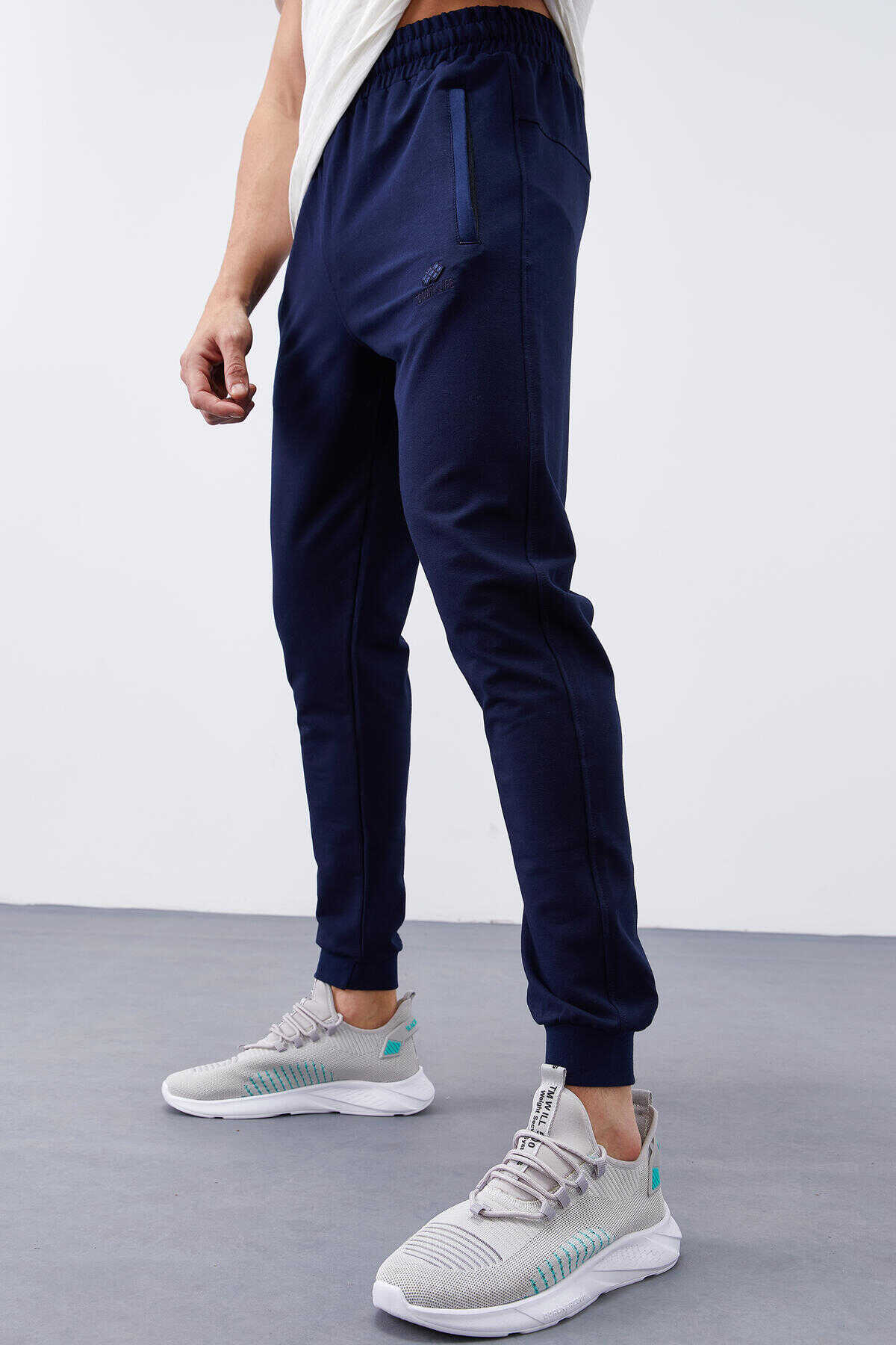 Tommylife Angro Indigo Fermoar Cu Buzunare Croit Strâns Jogger Bărbat Trening - 84343