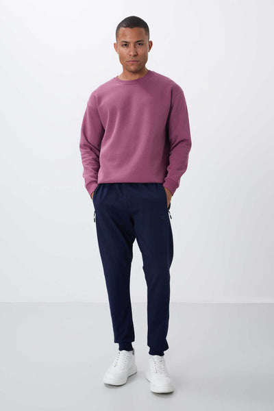 Tommylife Toptan İndigo Fermuar Cepli Standart Kalıp Jogger Erkek Eşofman Alt - 84651