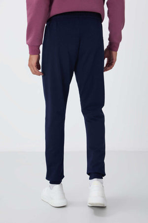 Tommylife Toptan İndigo Fermuar Cepli Standart Kalıp Jogger Erkek Eşofman Alt - 84651