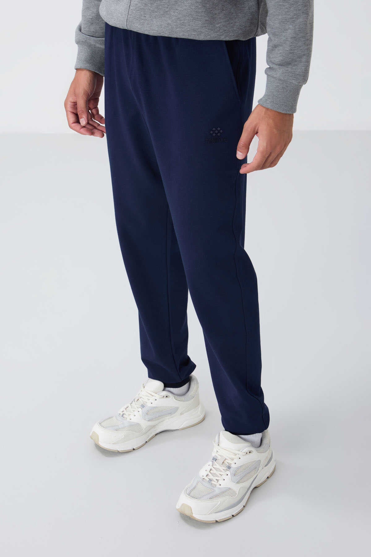 Tommylife Toptan İndigo Klasik Cepli Standart Kalıp Manşetli Erkek Eşofman Alt - 84652