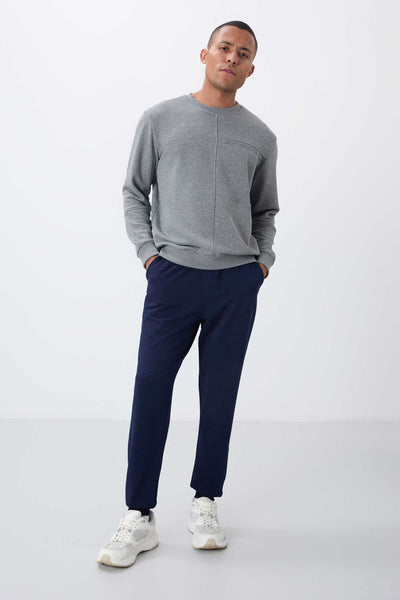 Tommylife Toptan İndigo Klasik Cepli Standart Kalıp Manşetli Erkek Eşofman Alt - 84652