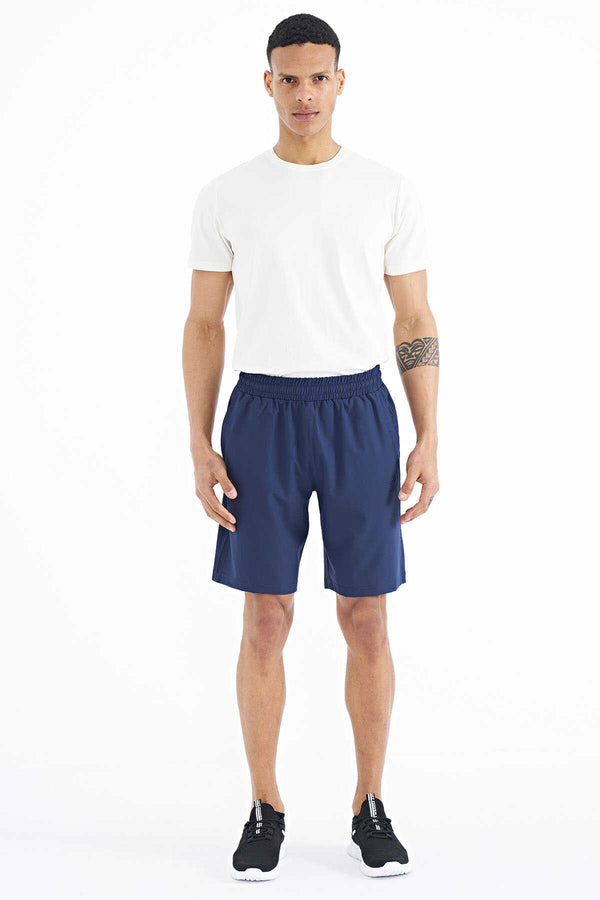 Pantaloni scurți Tommylife Wholesale Indigo pentru bărbați cu buzunare laterale și talie elastică - 81238