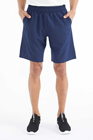 Pantaloni scurți Tommylife Wholesale Indigo pentru bărbați cu buzunare laterale și talie elastică - 81238