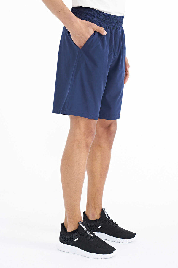 Pantaloni scurți Tommylife Wholesale Indigo pentru bărbați cu buzunare laterale și talie elastică - 81238