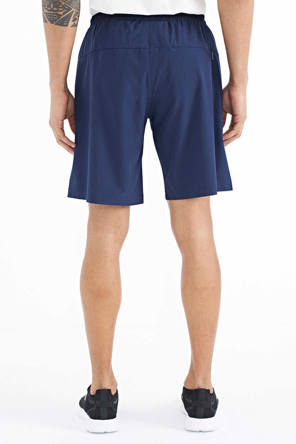 Pantaloni scurți Tommylife Wholesale Indigo pentru bărbați cu buzunare laterale și talie elastică - 81238