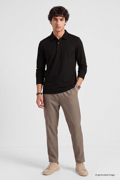 Tommylife Toptan Kahverengi Rahat Form Basic Polo Yaka Erkek T-Shirt - 88512