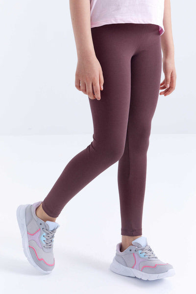 Colanți Tommylife maro cu talie înaltă, croială slim, pentru fete, en-gros - 75047