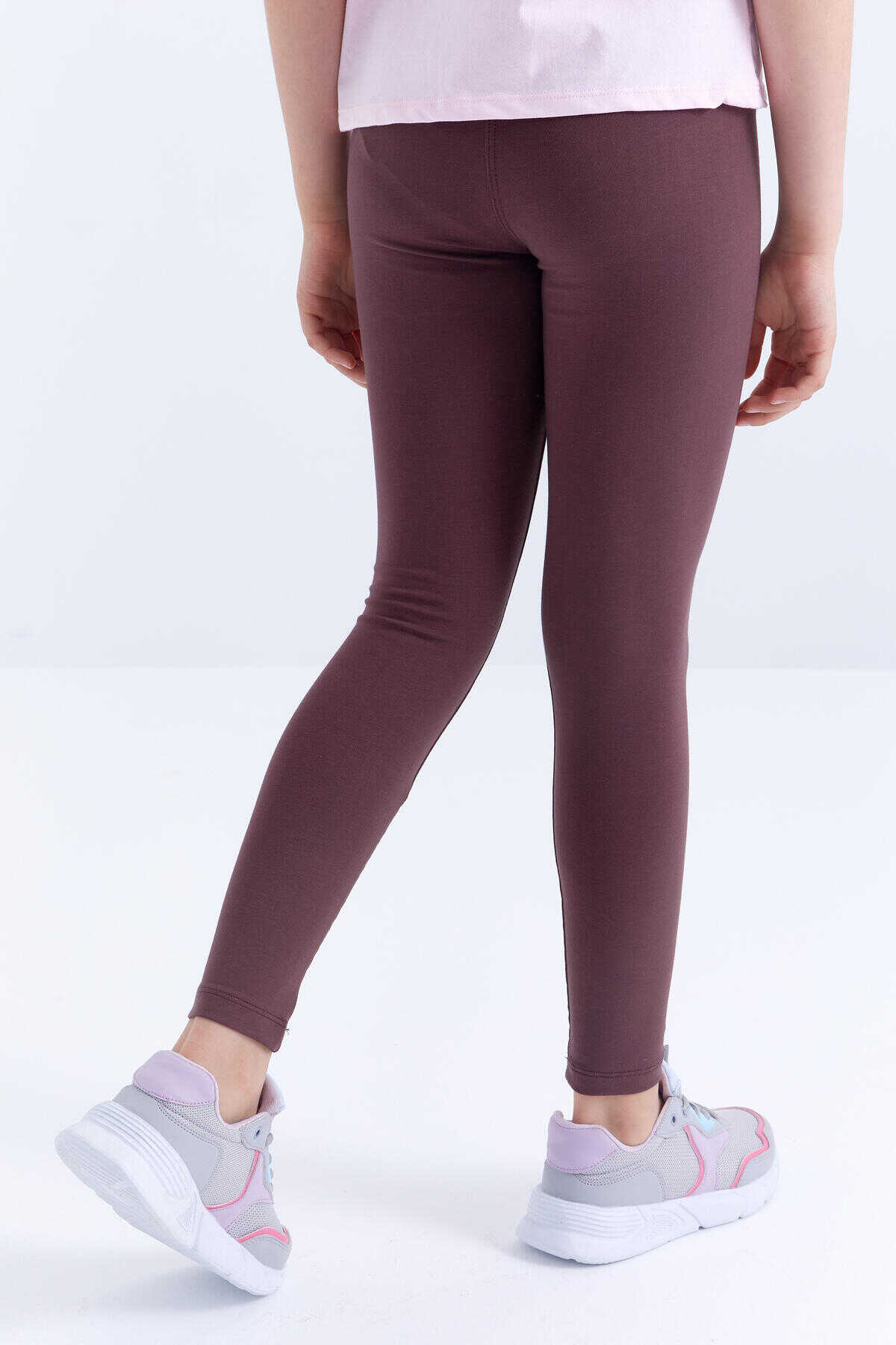Colanți Tommylife maro cu talie înaltă, croială slim, pentru fete, en-gros - 75047