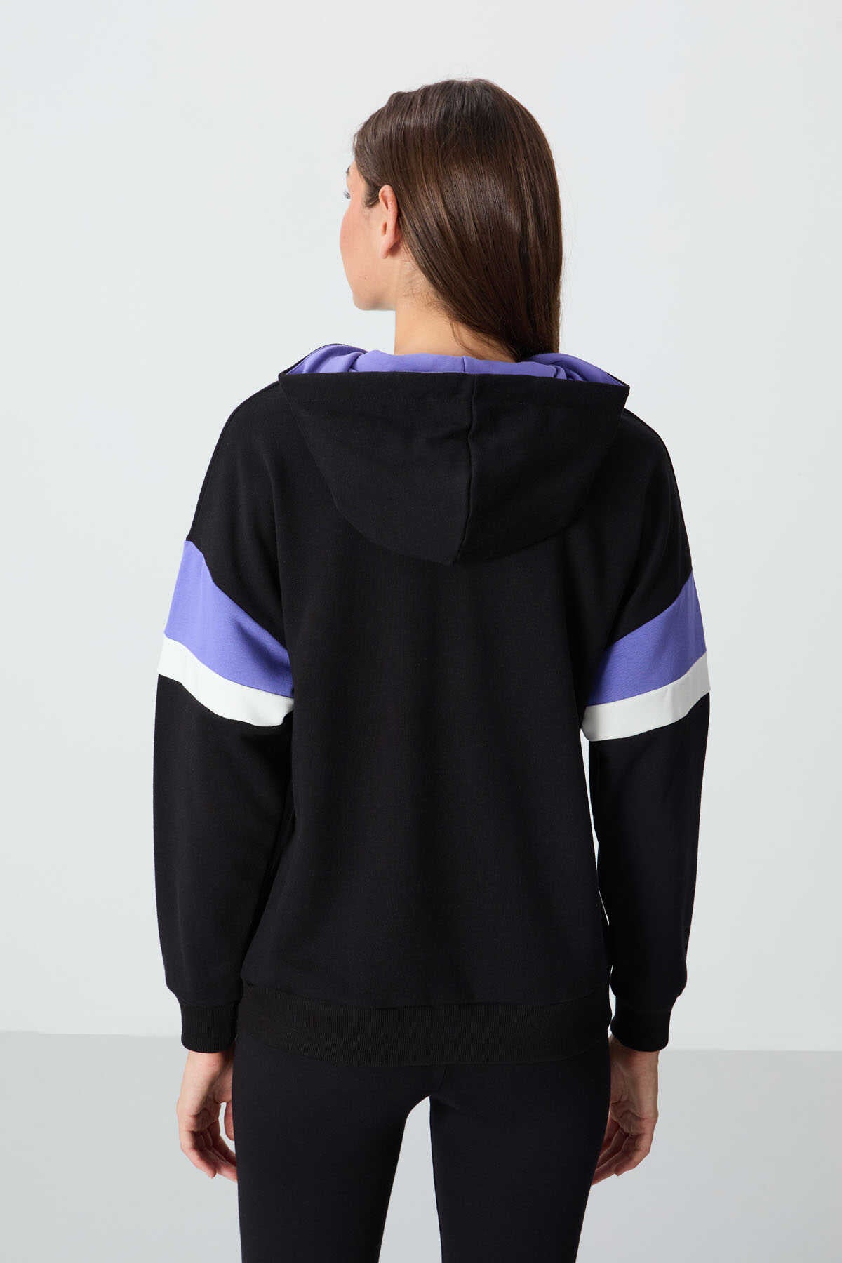 Tommylife Toptan Kapüşonlu Oversize Kadın Sweatshirt 97290 Siyah