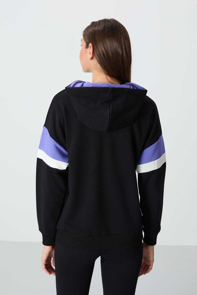 Tommylife Toptan Kapüşonlu Oversize Kadın Sweatshirt 97290 Siyah