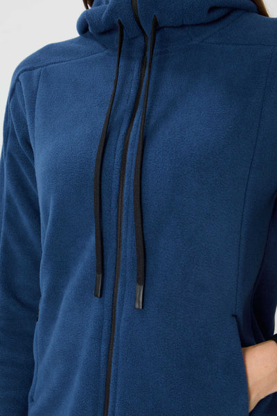 Tommylife Toptan Kapüşonlu Standart Kalıp Fermuarlı Kadın Polar Sweatshirt 97287 Parlament