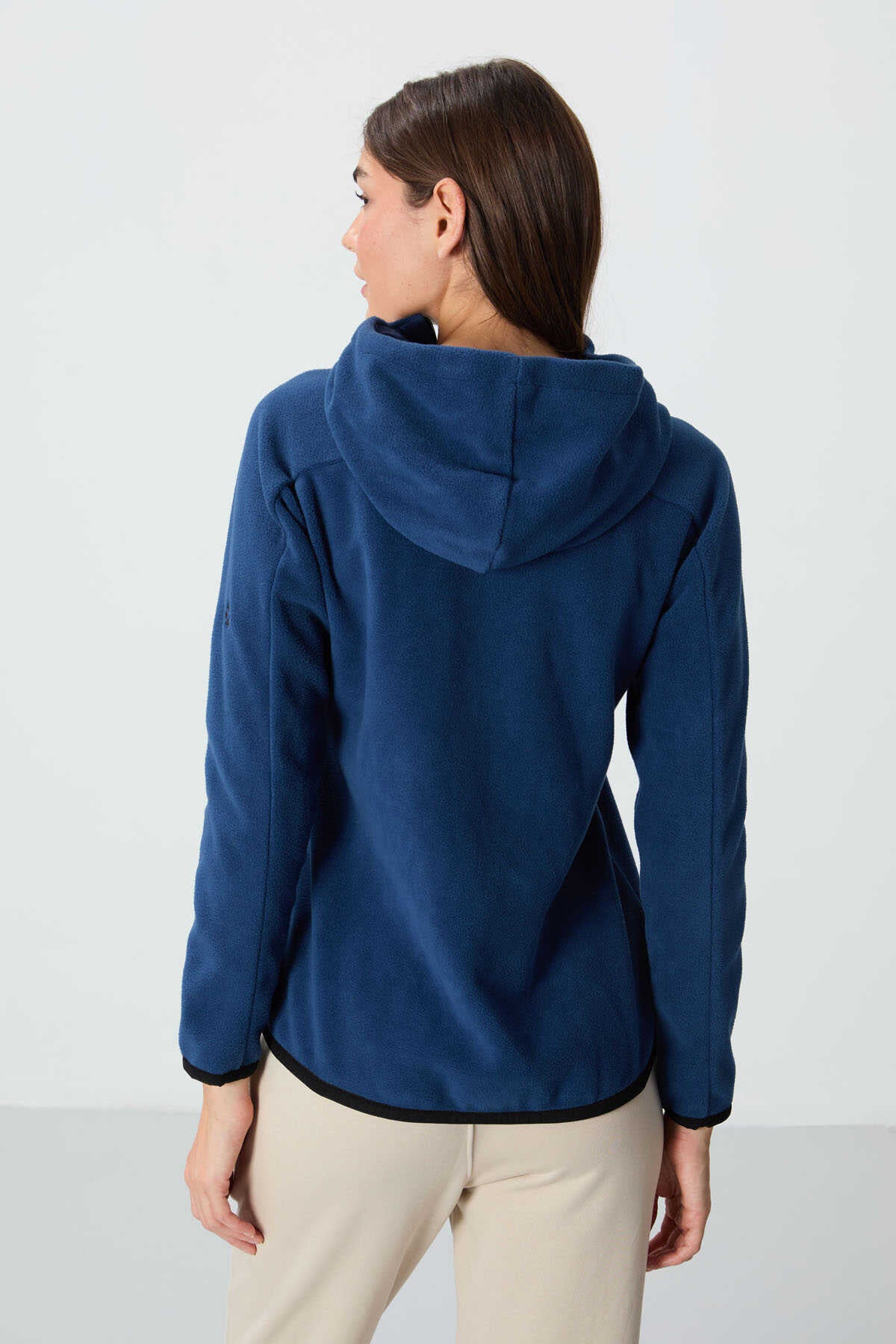 Tommylife Toptan Kapüşonlu Standart Kalıp Fermuarlı Kadın Polar Sweatshirt 97287 Parlament