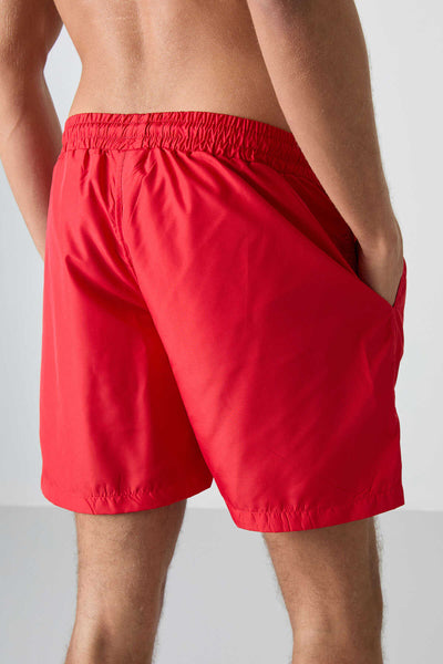 Pantaloni scurți de baie pentru bărbați, croială standard, roșii, cu talie elastică, Tommylife, en-gros - 81237