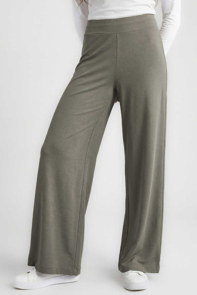 Pantaloni damă Tommylife, cu croială largă, bej închis, cu corset Palazzo, en-gros - 94681