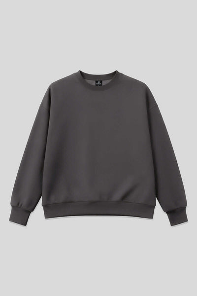 Tommylife Toptan Koyu Gri Basic O Yaka Oversize Kadın Sweatshirt - 97053