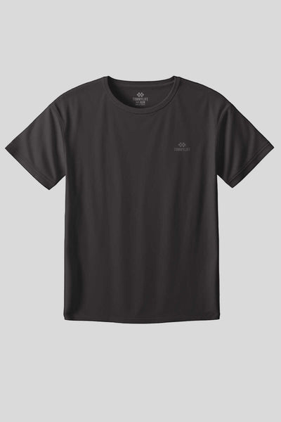 Tommylife Toptan Koyu Gri O Yaka Basic Battal Büyük Beden Kadın T-Shirt - 97308