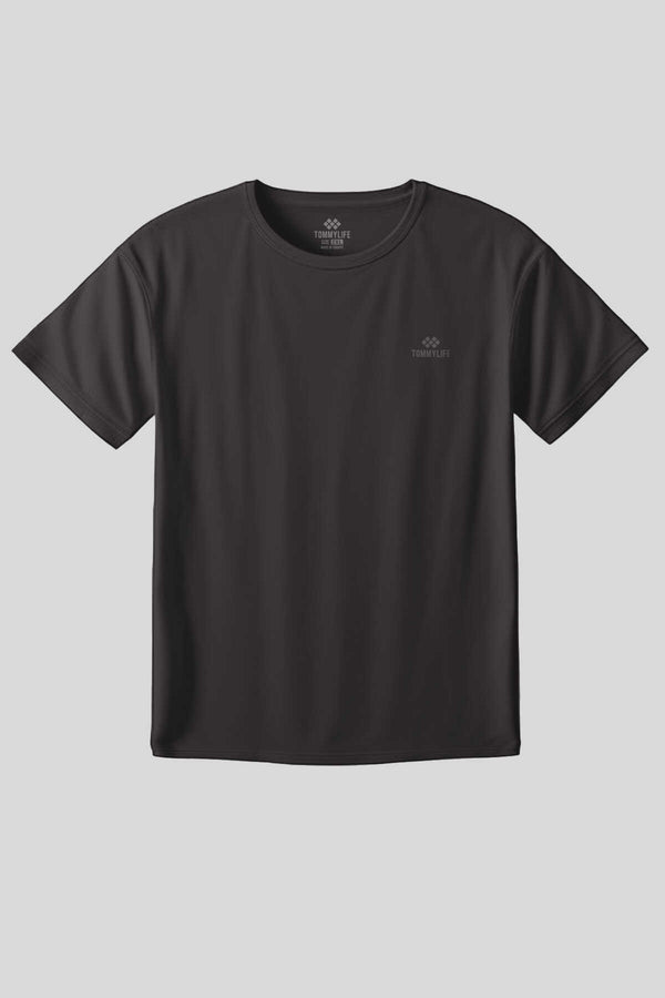Tommylife Toptan Koyu Gri O Yaka Basic Battal Büyük Beden Kadın T-Shirt - 97308
