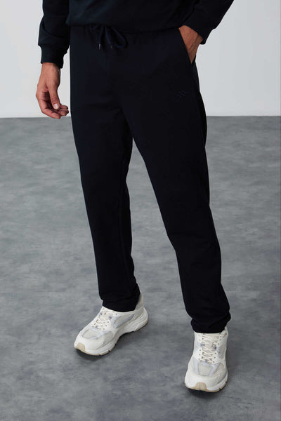 Tommylife Toptan Lacivert Bağcıklı Cepli Standart Kalıp Klasik Paça Erkek Eşofman Alt - 84682