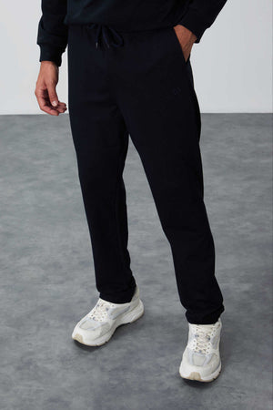 Tommylife Toptan Lacivert Bağcıklı Cepli Standart Kalıp Klasik Paça Erkek Eşofman Alt - 84682