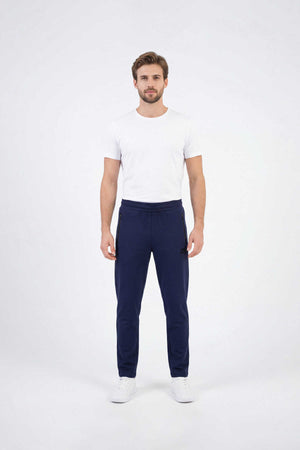 Tommylife Toptan Lacivert Basic Fermuar Cepli Klasik Paça Büyük Beden Erkek Eşofman Alt - 84508