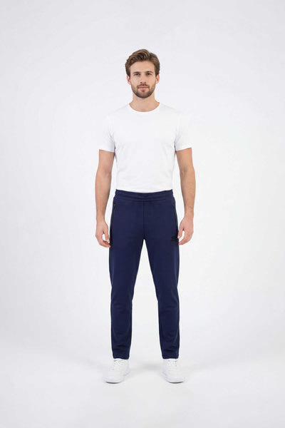Pantaloni de trening pentru bărbați, mărime mare, cu fermoar, Tommylife Wholesale, bleumarin, model clasic, cu buzunare - 84508