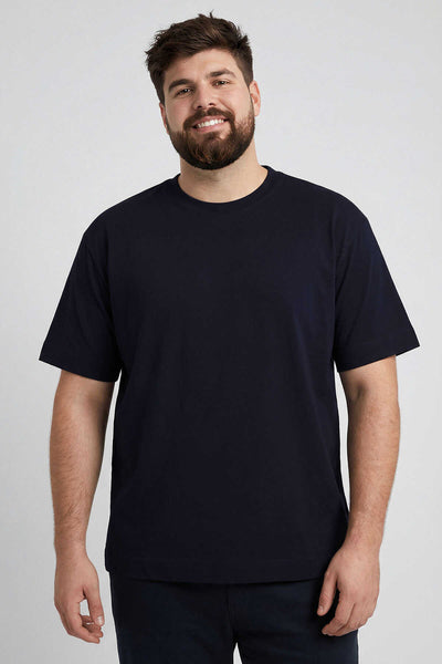 Tommylife Toptan Lacivert Basic Kısa Kol O Yaka Büyük Beden Erkek T-Shirt - 88072