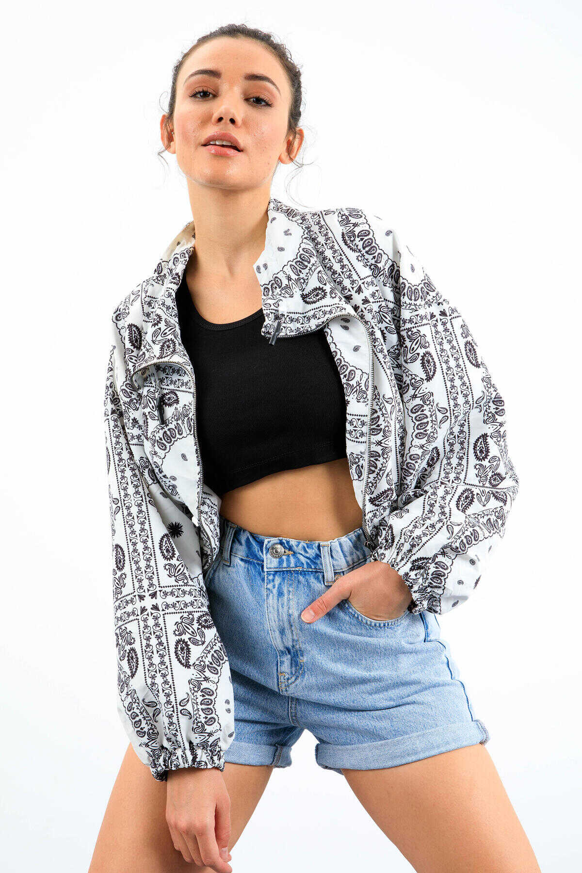 Tommylife Toptan Lacivert Basic Sıfır Kol Dar Kalıp U Yaka Kadın Crop Top Atlet - 97162