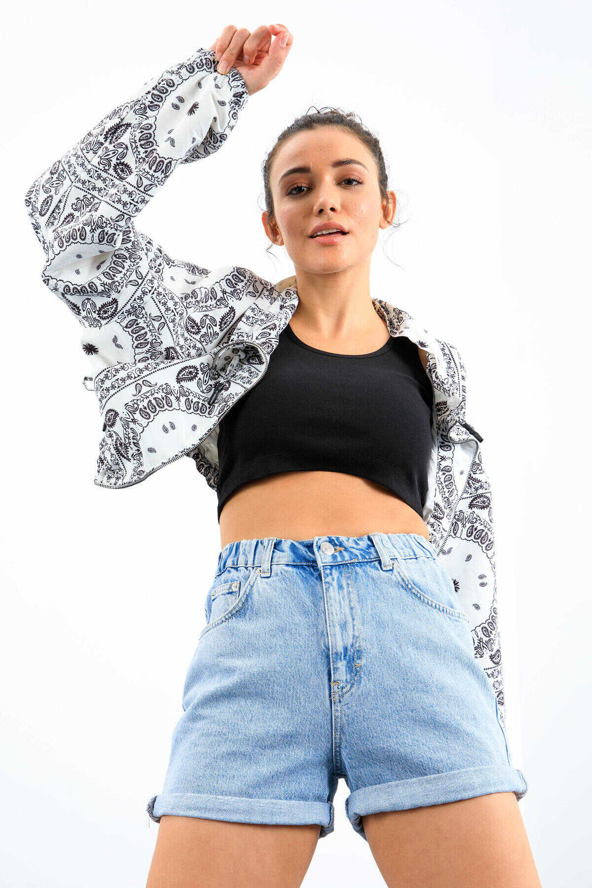 Tommylife Toptan Lacivert Basic Sıfır Kol Dar Kalıp U Yaka Kadın Crop Top Atlet - 97162