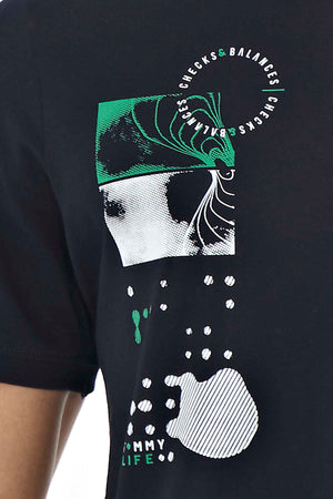 Tommylife Toptan Lacivert Baskı O Yaka Detaylı Standart Form Erkek T-Shirt - 88216