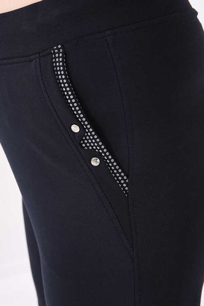 Pantaloni de trening pentru femei, mărime mare, cu croială clasică, bleumarin, cu buzunare, Tommylife Wholesale - 94014