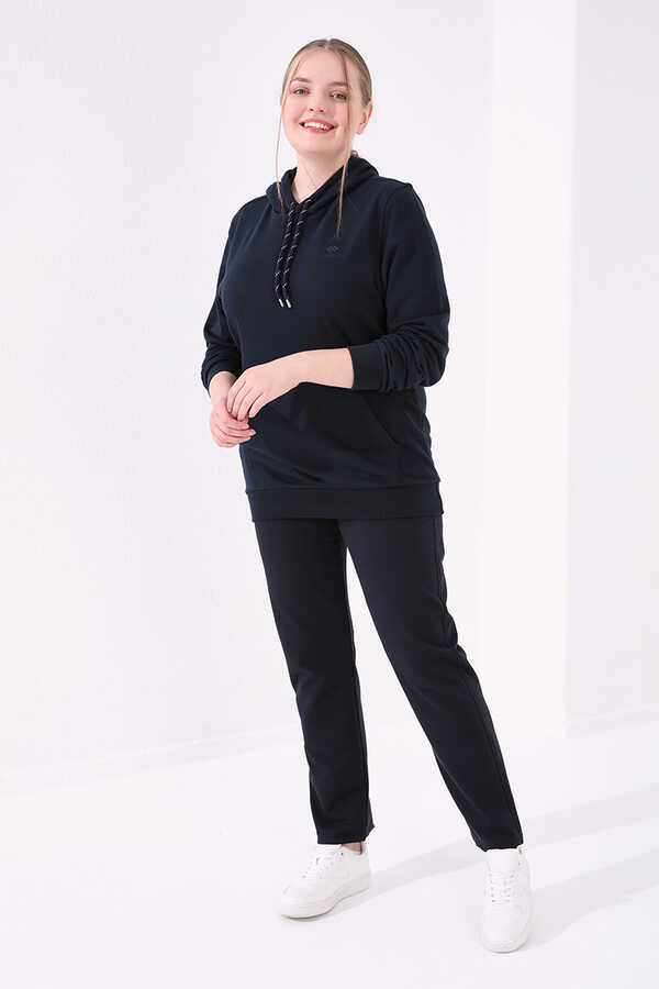 Pantaloni de trening pentru femei, mărime mare, cu croială clasică, bleumarin, cu buzunare, Tommylife Wholesale - 94014