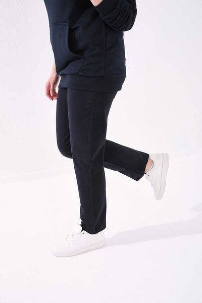 Pantaloni de trening pentru femei, mărime mare, cu croială clasică, bleumarin, cu buzunare, Tommylife Wholesale - 94014