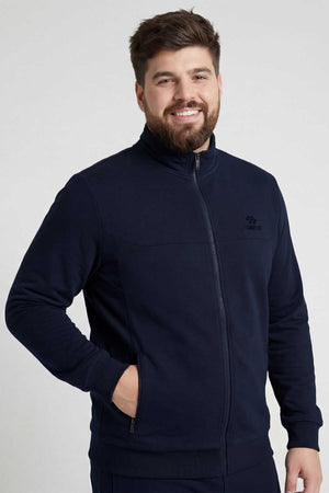 Tommylife Toptan Lacivert Dik Yaka Klasik Paça Büyük Beden Erkek Eşofman Takım - 85176