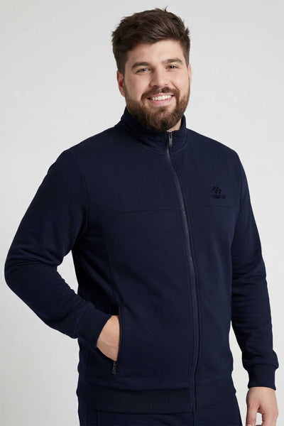 Tommylife Toptan Lacivert Dik Yaka Klasik Paça Büyük Beden Erkek Eşofman Takım - 85176