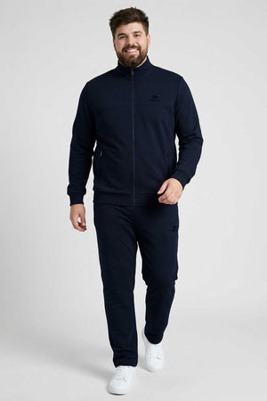 Set trening pentru bărbați, mărime mare, cu guler înalt, model clasic, Tommylife, en-gros, bleumarin - 85176