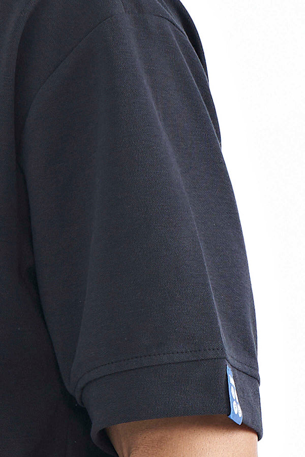 Tommylife Toptan Lacivert Kapüşonlu Kol Etiket Detaylı Oversize Erkek T-Shirt - 88179