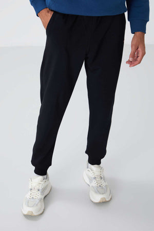Tommylife Toptan Lacivert Klasik Cepli Standart Kalıp Manşetli Erkek Eşofman Alt - 84652