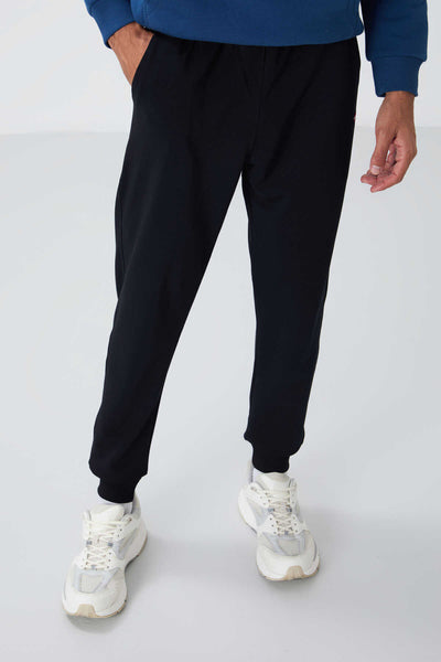 Tommylife Toptan Lacivert Klasik Cepli Standart Kalıp Manşetli Erkek Eşofman Alt - 84652