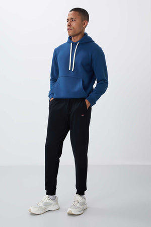 Tommylife Toptan Lacivert Klasik Cepli Standart Kalıp Manşetli Erkek Eşofman Alt - 84652