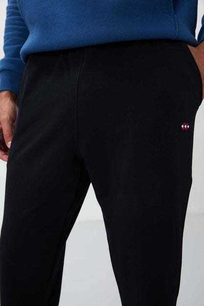 Tommylife Toptan Lacivert Klasik Cepli Standart Kalıp Manşetli Erkek Eşofman Alt - 84652