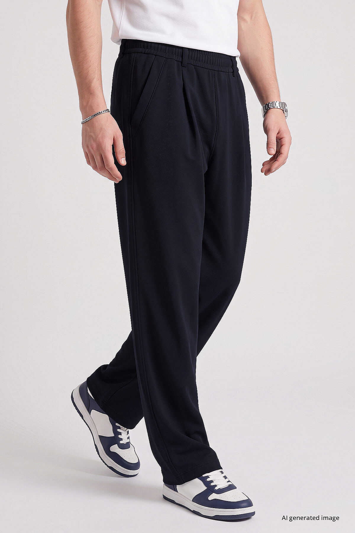 Tommylife Toptan Lacivert Rahat Form Erkek Palazzo Pantolon - 82199