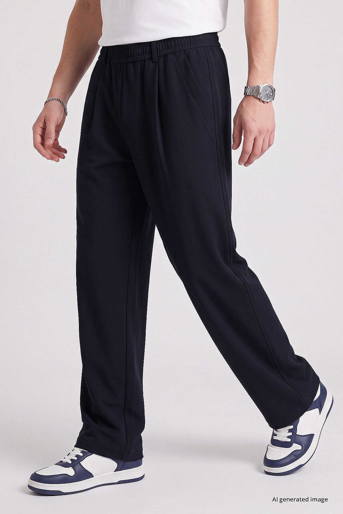 Tommylife Toptan Lacivert Rahat Form Erkek Palazzo Pantolon - 82199