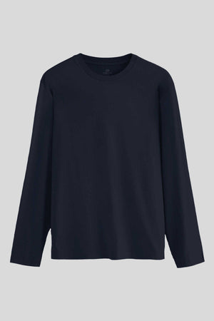 Tommylife Toptan Lacivert Standart Fit Basic O Yaka Uzun Kollu İnce Erkek T-Shirt - 87997