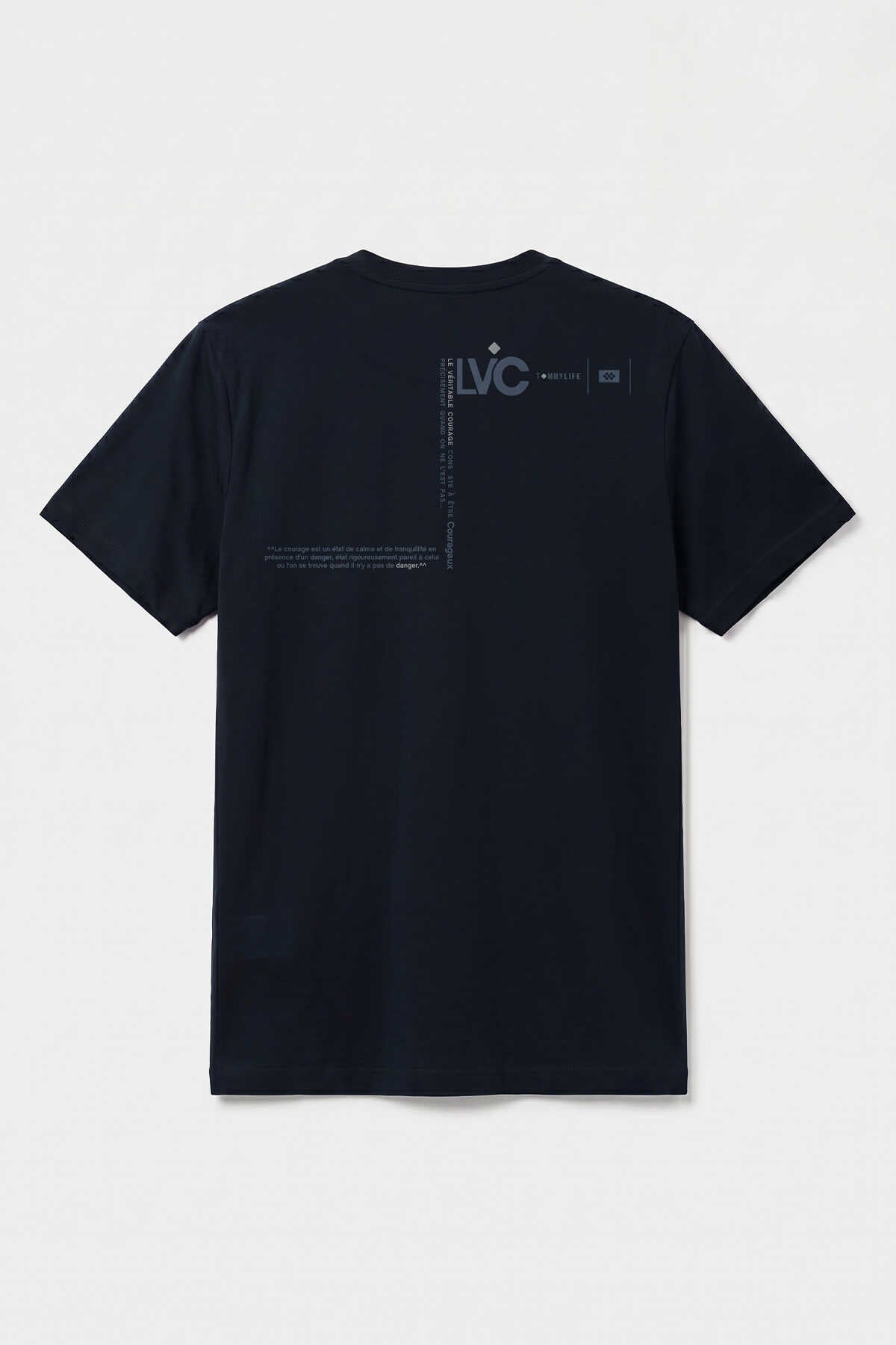 Tricou bărbătesc cu mânecă scurtă, imprimat, bleumarin, croială standard, Tommylife Wholesale - 88440