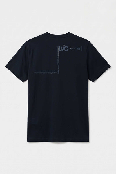 Tricou bărbătesc cu mânecă scurtă, imprimat, bleumarin, croială standard, Tommylife Wholesale - 88440