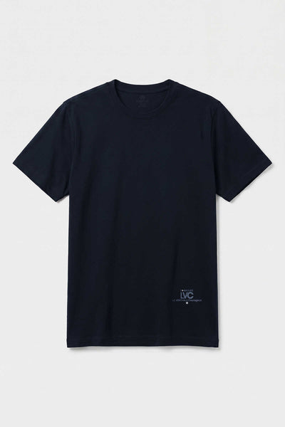 Tricou bărbătesc cu mânecă scurtă, imprimat, bleumarin, croială standard, Tommylife Wholesale - 88440