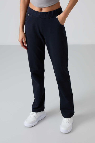 Tommylife Toptan Albastru Inchis Piatra Detalii Buzunar Confort Forma Clasic Picior Femeie Trening Fusta - 94007