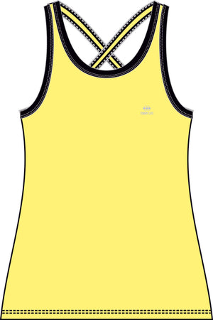 Tommylife Toptan Limon Çapraz Askılı Kolsuz Standart Kalıp Kadın Spor Atlet - 97094