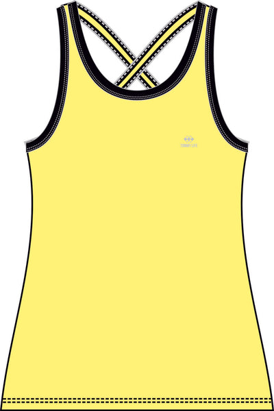 Tommylife Toptan Limon Çapraz Askılı Kolsuz Standart Kalıp Kadın Spor Atlet - 97094