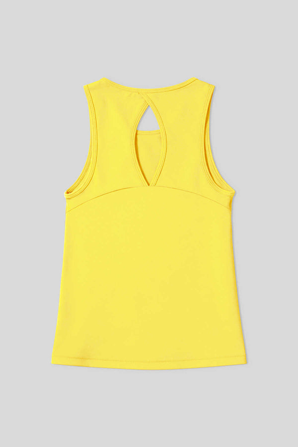 Tommylife Toptan Limon Standart Fit Çapraz Sırt Detaylı Kadın Spor Atlet - 97296